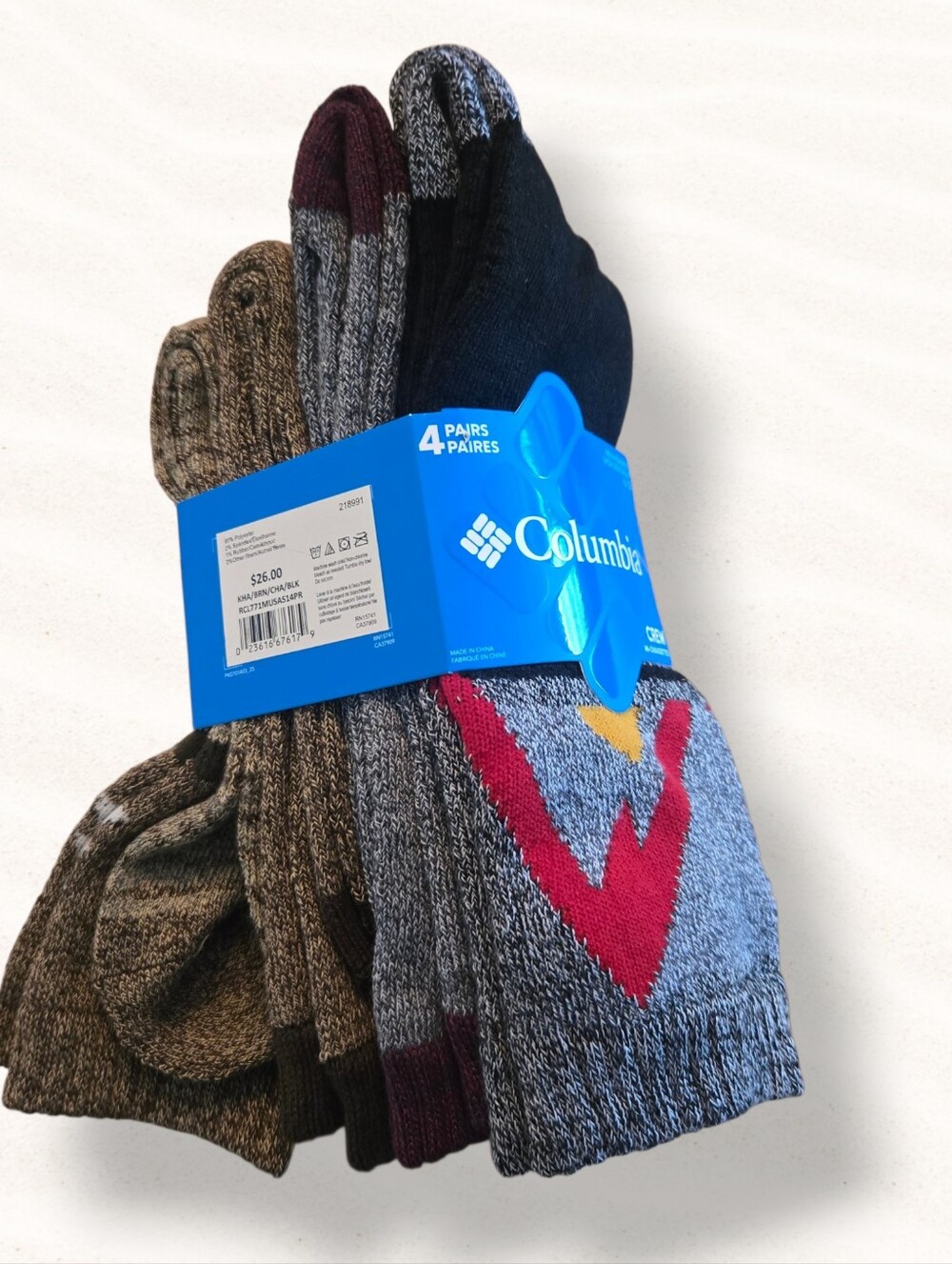Men's Columbia Medium Weight  Variety Crew 4 Pack Socks